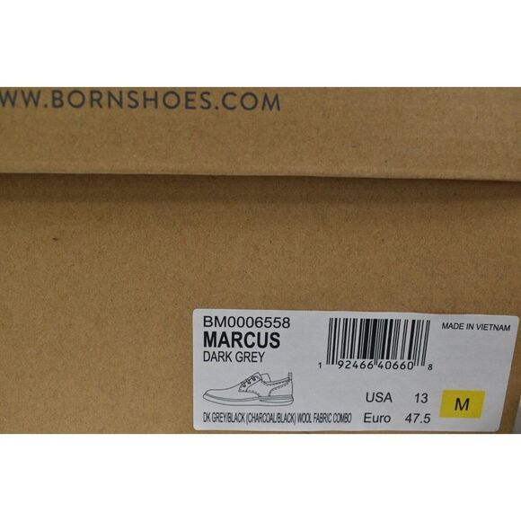 Born Mens Size 13 Marcus Dark Grey Wool Fabric Lace Up Casual Shoes Sneakers - Picture 11 of 11